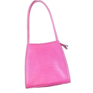 Barbie Pink faux alligator croc Embossed Shoulder Purse